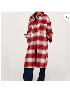 Mango Check wool-blend coat Size XS Small